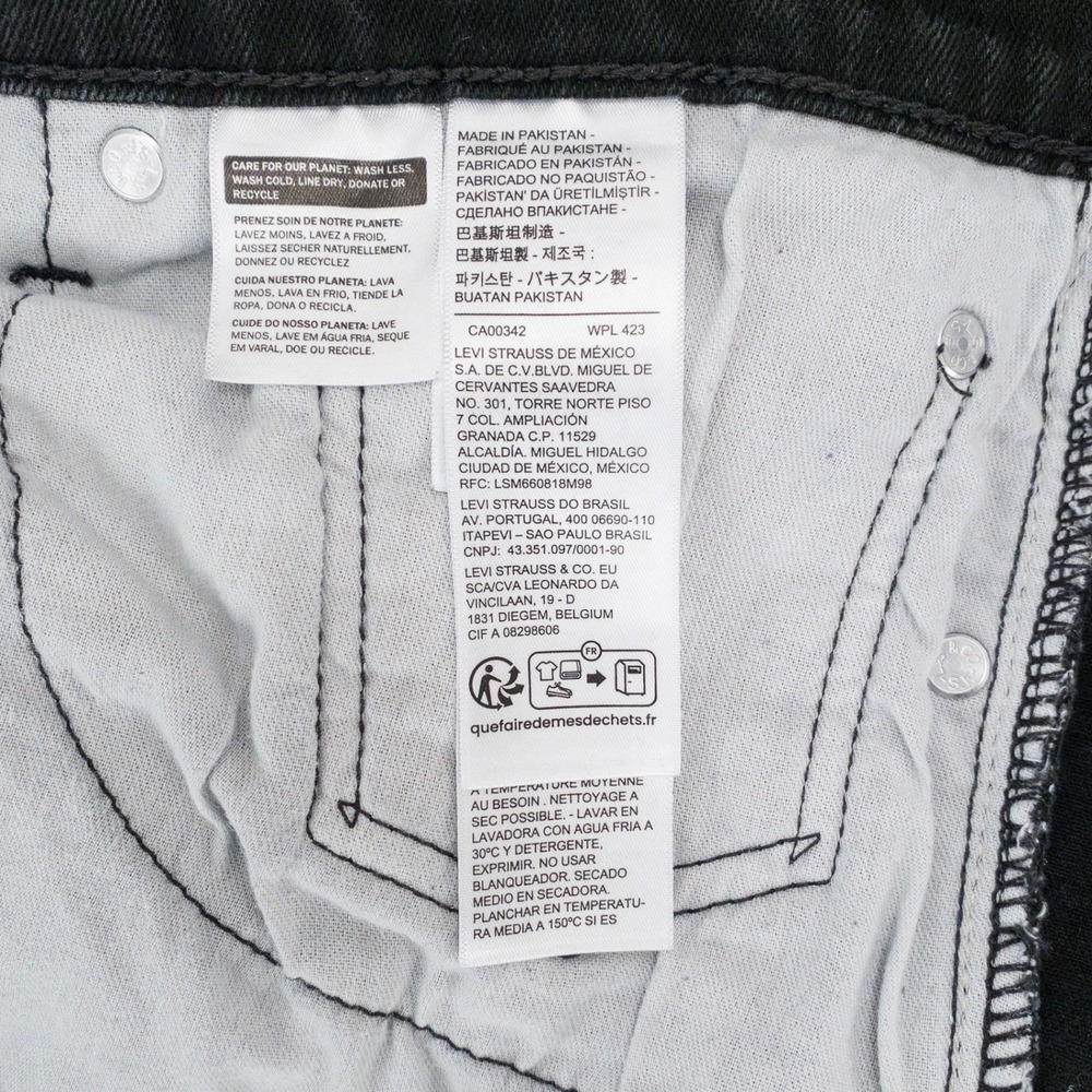 Levi's 511 Slim Fit Mens Black Denim Jeans 40x32 Fits 37x30 Style 04511-5382 - Picture 6 of 14